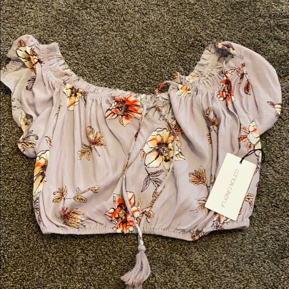 Crop top floral light purple small